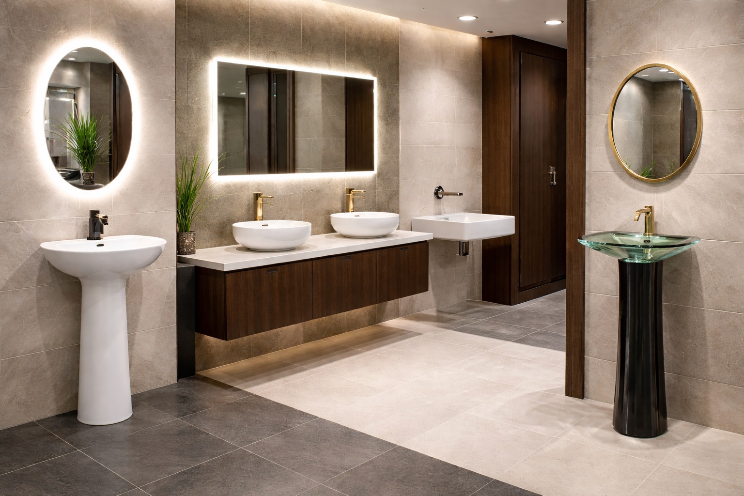 BathSelect luxury bathroom with touchless faucets and showers